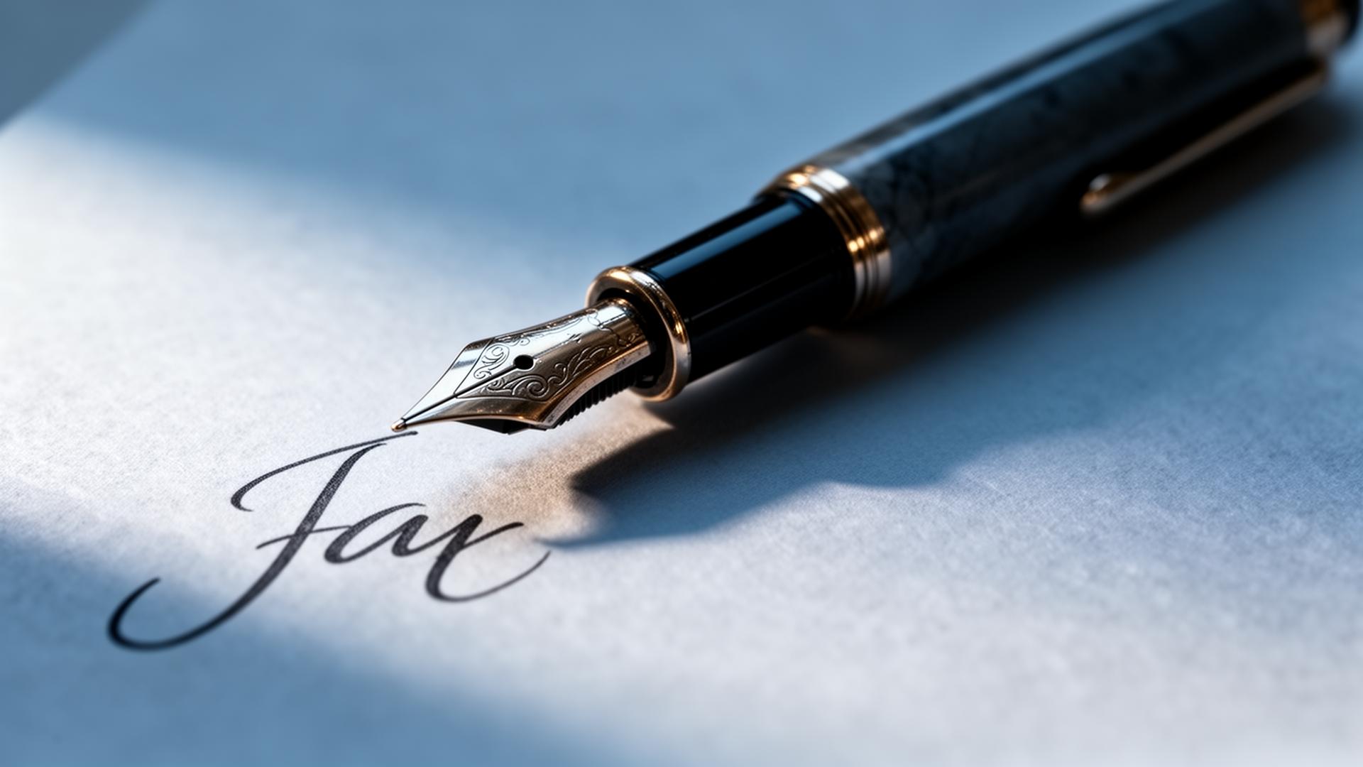 Firma con pluma fuente sobre papel